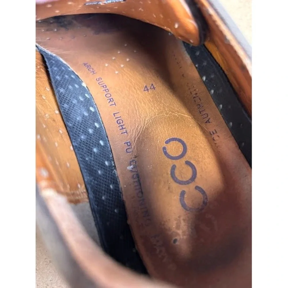 ECCO Light Mens Brown Leather Split Toe Lace Up Oxford Shoes Shock Point Size 44
